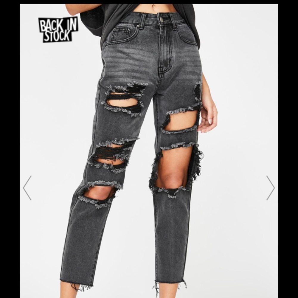 Black ripped mom jeans